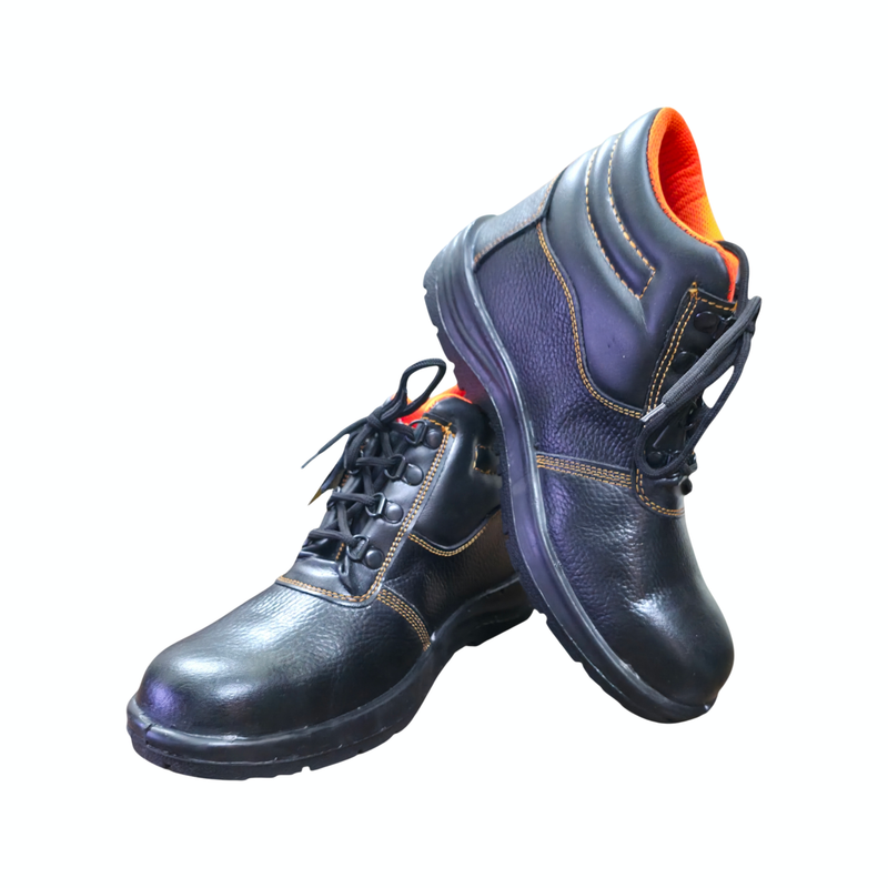 MSI-402 Heavy-Duty Black Leather Safety Boots | Steel Toe & Oil Resistant