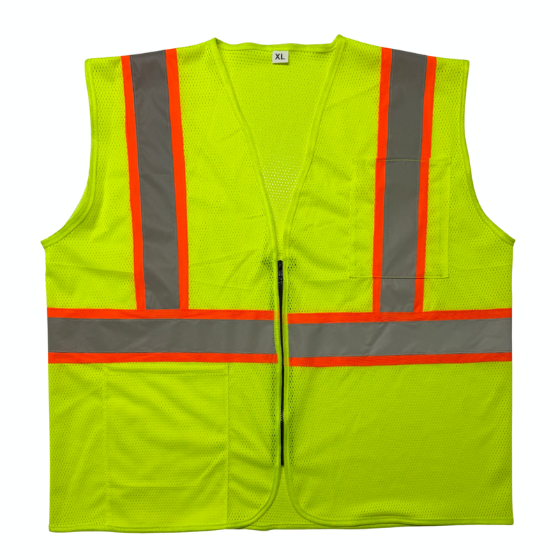 MSV-021 High Reflection Safety Vest | Zipper Mesh Waistcoat with Shoulder Straps
