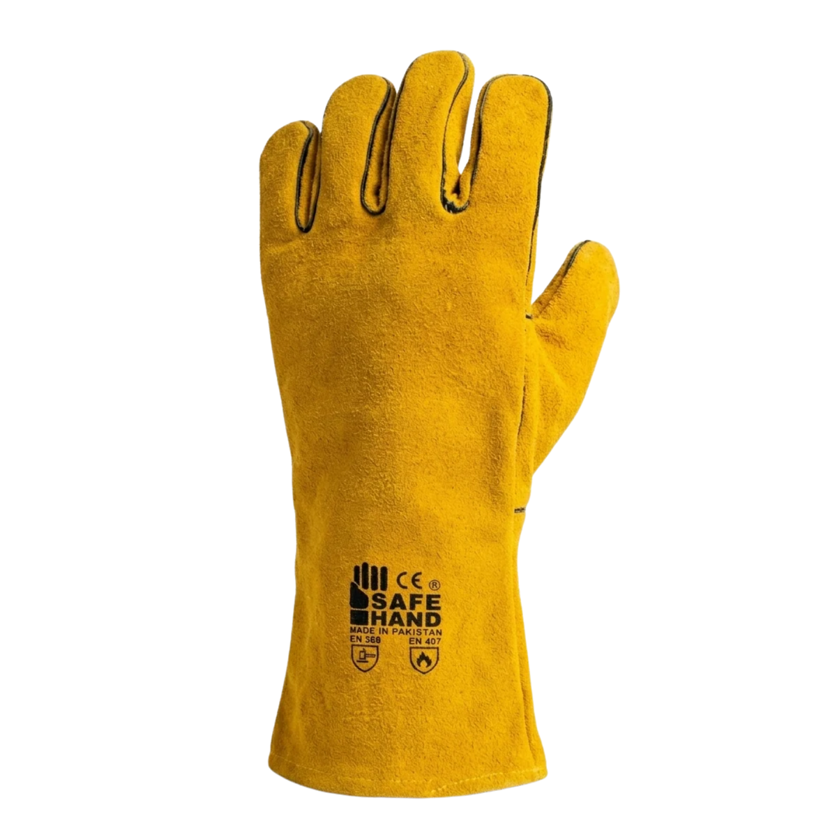 MSI-Welding Single Palm Safety Gloves | Heat-Resistant Split Leather Work Gauntlets