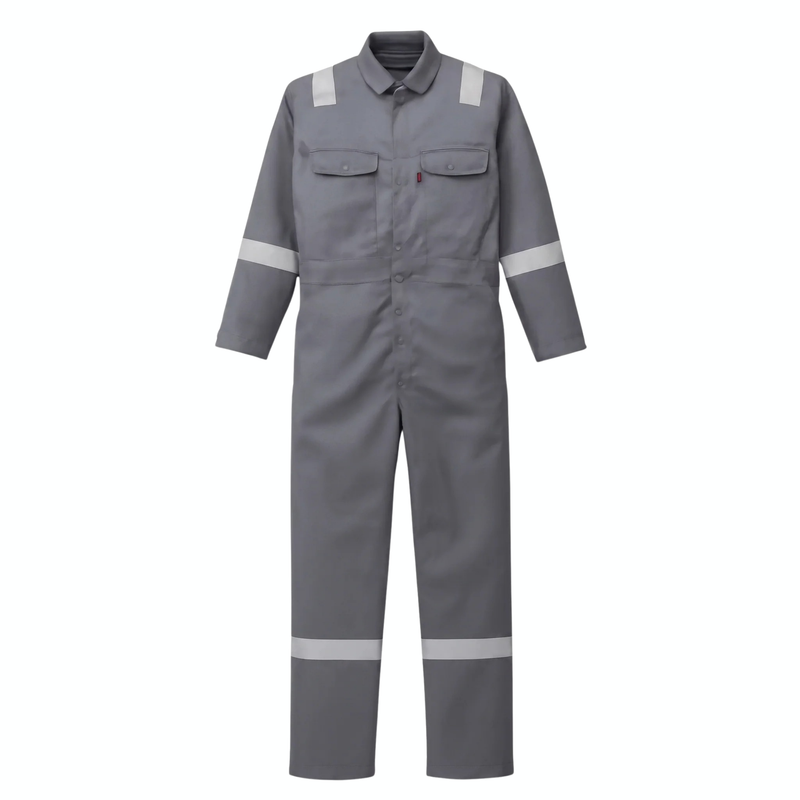 Burly-Heavy-Duty Reflective Full-Body Coverall | Grey Boiler Suit with Hi-Vis Tapes