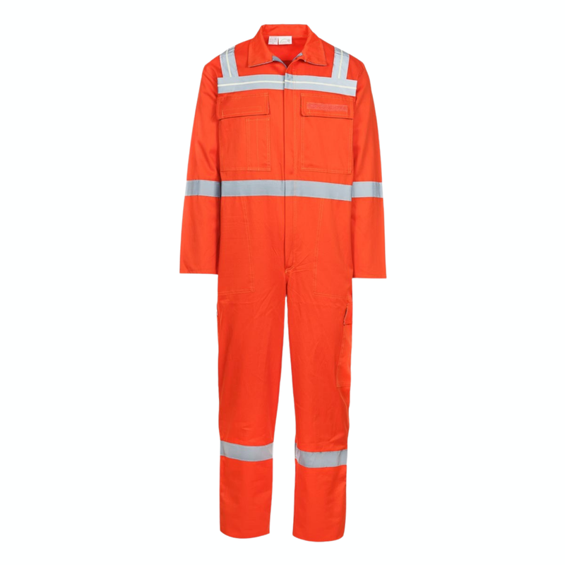 Hi-Vis Orange Industrial Workwear Coverall | 200 GSM Poly-Cotton Reflective Boiler Suit