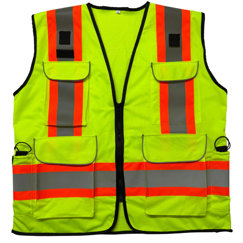 MSV-022 Multi-Pocket Contrast Reflection Safety Vest | Heavy-Duty Mesh Waistcoat