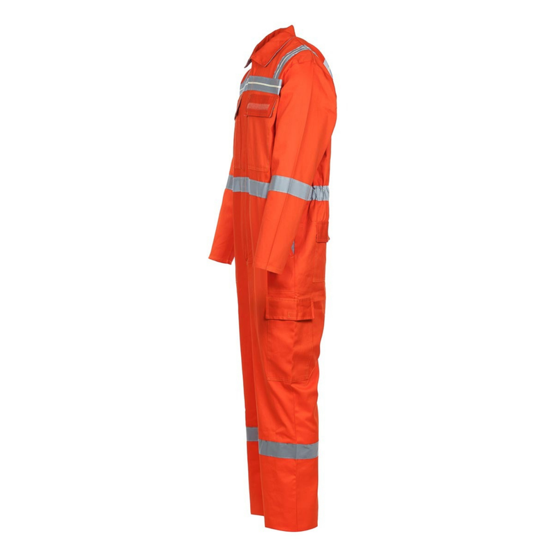 Hi-Vis Orange Industrial Workwear Coverall | 200 GSM Poly-Cotton Reflective Boiler Suit
