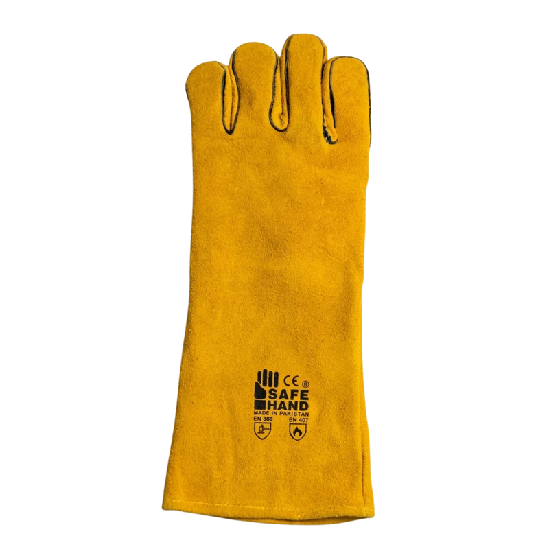 MSI-Welding Single Palm Safety Gloves | Heat-Resistant Split Leather Work Gauntlets
