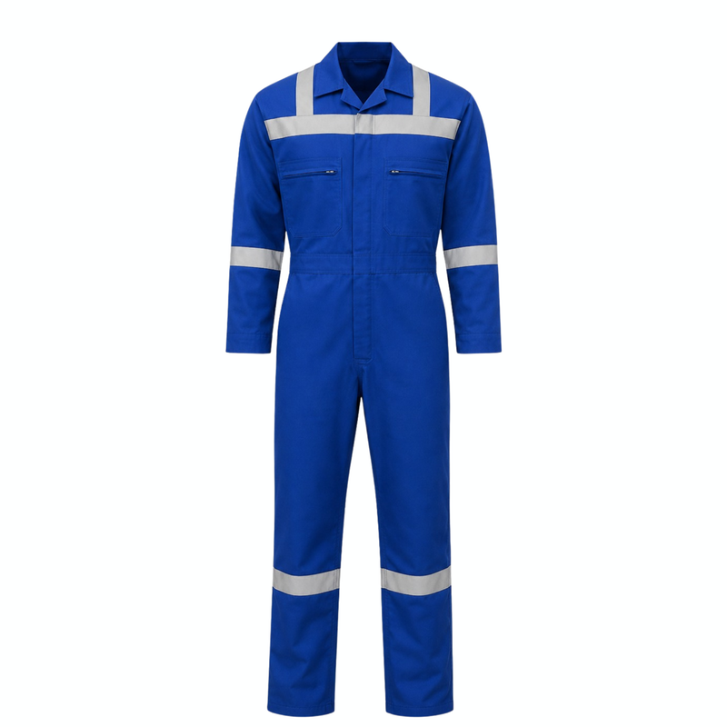 Royal-Blue Industrial Workwear Coverall | 200 GSM Silver Reflective Boiler Suit