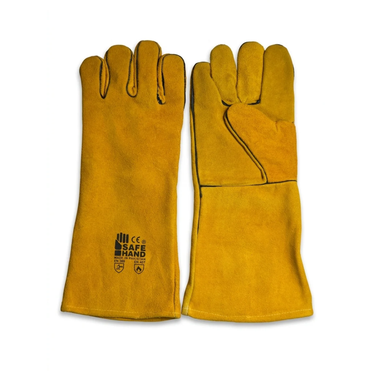 MSI-Welding Single Palm Safety Gloves | Heat-Resistant Split Leather Work Gauntlets