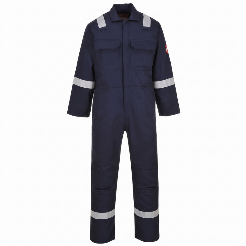 Burly-Heavy-Duty Reflective Full-Body Coverall | Blue Boiler Suit with Hi-Vis Tapes