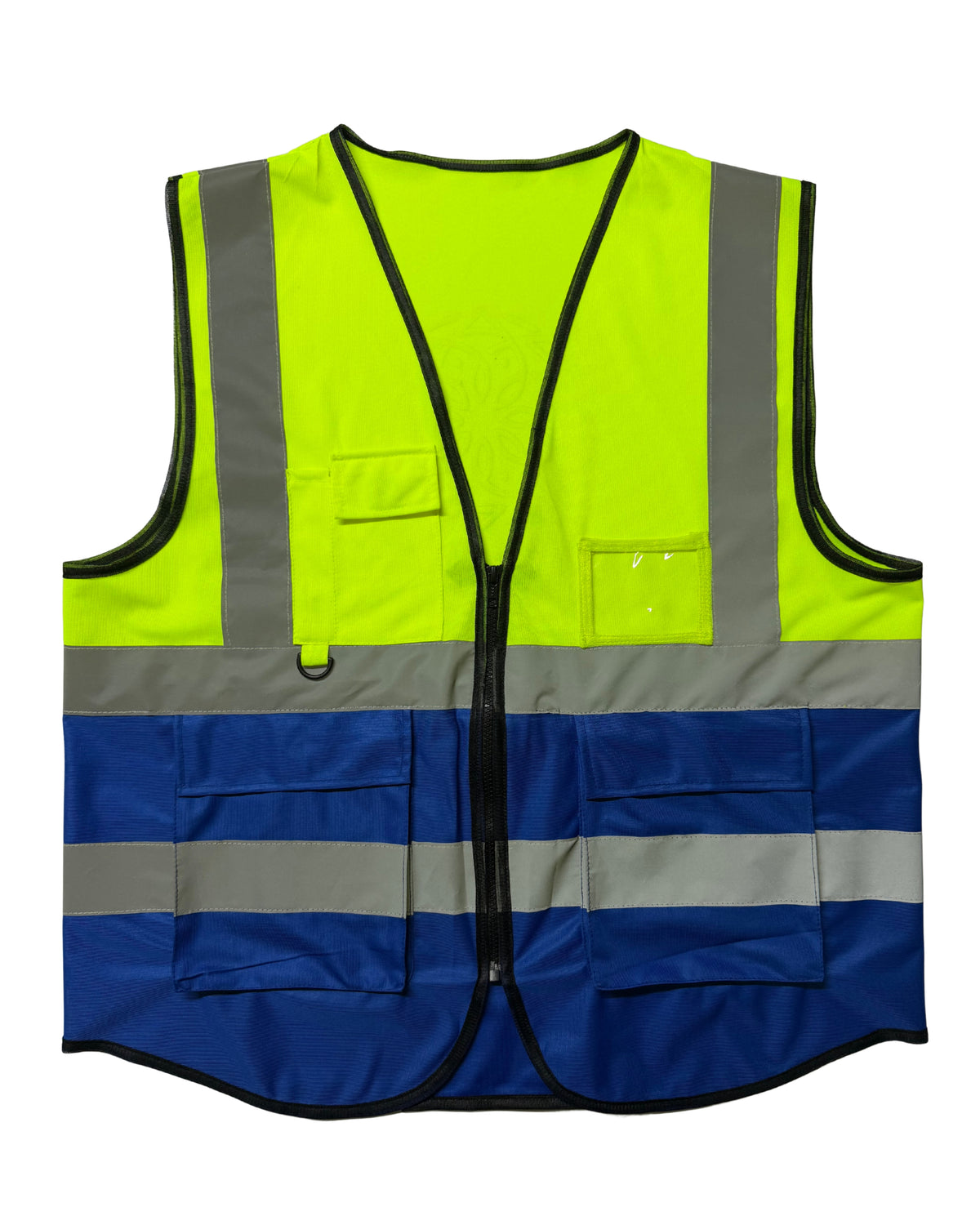 MSV-024 Two-Color Multi-Pocket Safety Vest | Mesh Hi-Vis Reflective Waistcoat with Zipper
